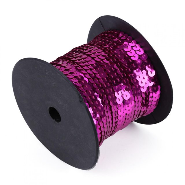 XYCCA DIY 100 Yards 6mm Shiny Trim Sewing Strings Flat Round Sequins Line Accessory (Red Pink)-081601