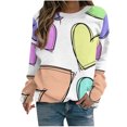 thumbnail image 1 of VALMASS Chandails en Molleton de la Saint-Valentin pour Femmes Manches Longues Col Rond Décontracté Mode Ample Blouses (L, Blanc-B), 1 of 4