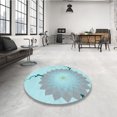 thumbnail image 4 of Ahgly Company Tapis d'Intérieur Lavable à la Machine, Carré, Transitionnel, Bleu Hosta Bleu, Tapis de Zone, 4 Pieds Carré, 4 of 7