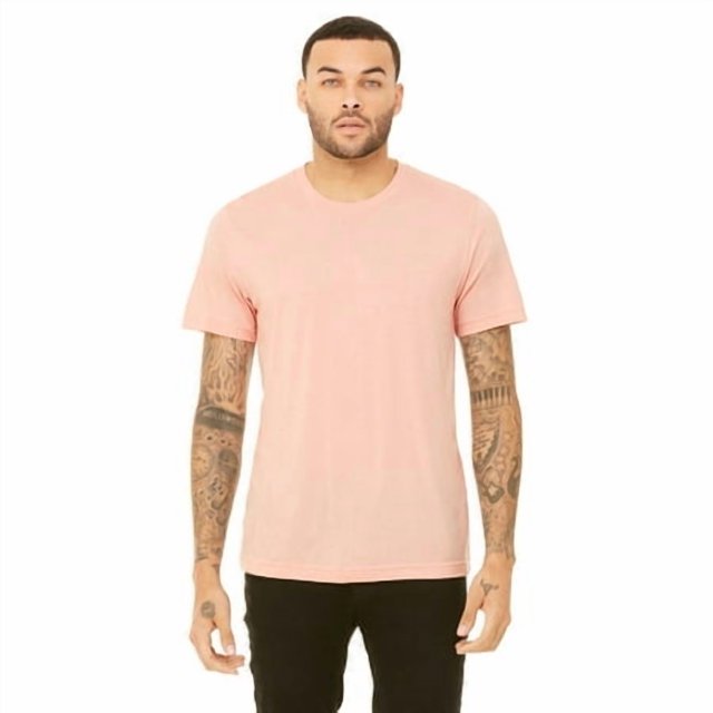 BELLA+CANVAS T-Shirt Jersey CVC pour Homme, 4TG, Pêche Chiné