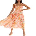 thumbnail image 4 of Robe Maxi Plissée d'Été pour Femme, Col Licou, Sans Manches, Robe Soleil, Dos Croisé, Fluide, Maxi Longue, 4 of 6