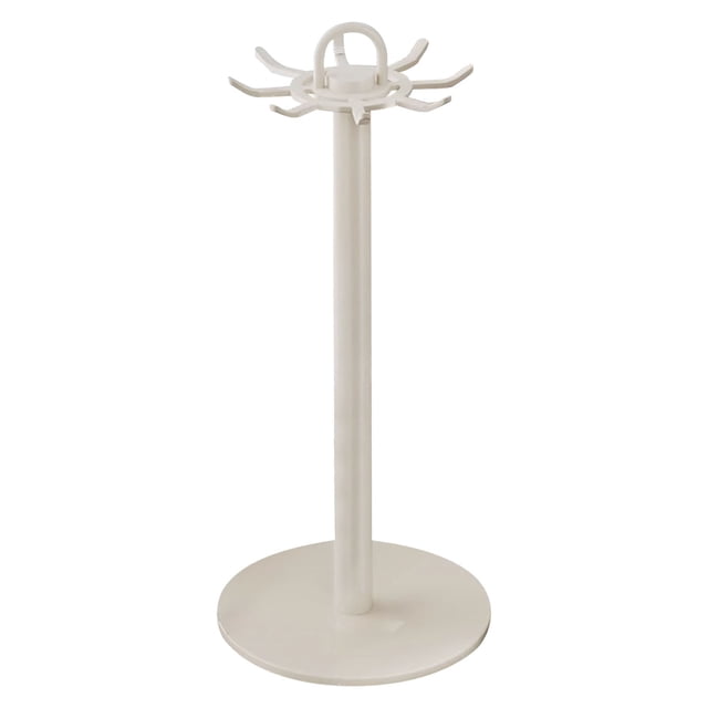 Stainless Steel Rotating Kitchen Organizer Rack with Hooks for Efficient Utensil Storage and Space Saving