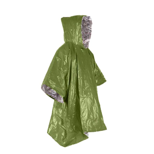 TopLLC Poncho de Pluie à Capuchon, Imperméable d'Urgence Isolé Réfléchissant en Film d'Aluminium PE, Imperméable Réutilisable Résistant aux Intempéries, Équipement de Survie Portable Double Face pour la Randonnée, le Camping et l'Extérieur
