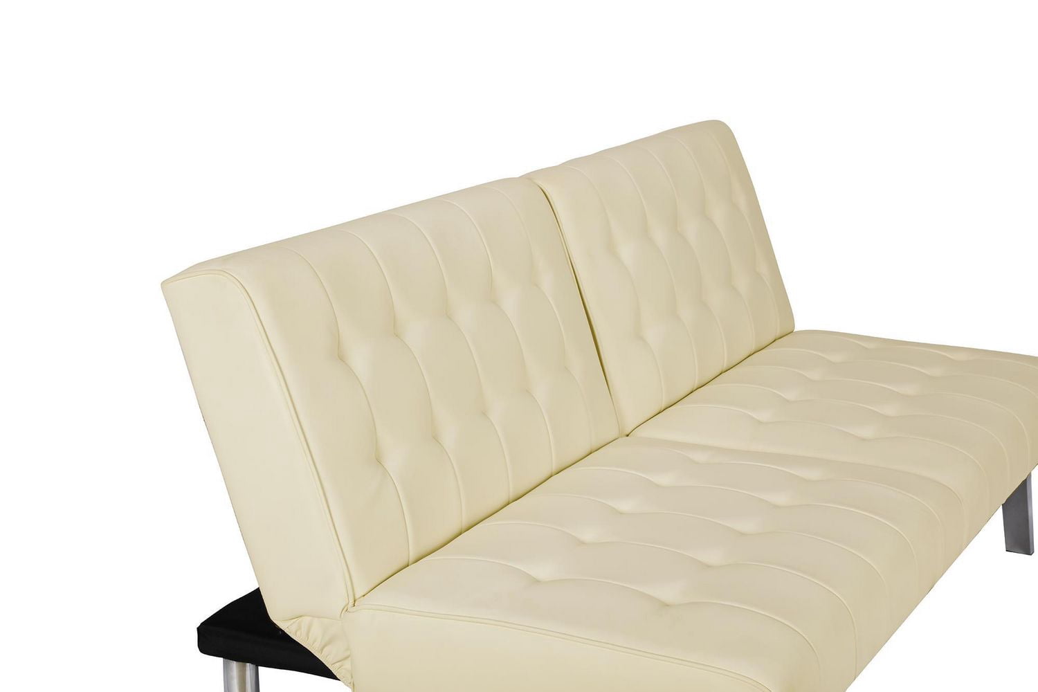 Canapé futon convertible capitonné Evie de DHP, simili cuir vanille