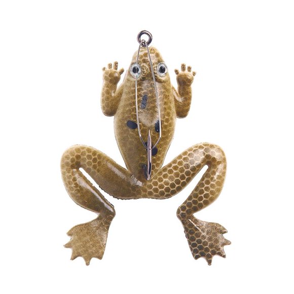 Leurre de Pêche Simulé en Forme de Grenouille Souple, Appât à Hameçon Simple Réaliste pour Achigan Noir et Brochet, Surface Réaliste en Silicone, 5,2 g, 6 cm, Vert/brun