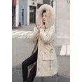 thumbnail image 3 of Ladies long down cotton winter warm jacket coat with detachable plush lining, 3 of 4