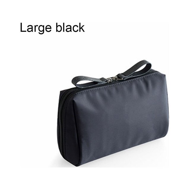 serony Solid Color Cosmetic Bag Makeup Case Waterproof Pouch Travel Fashion Large Capacity Handbag Multifunctional for L/Black