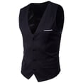thumbnail image 2 of Jovati Sleeveless Suit Vest for Men, Solid Color, Polyester Blend, Slim Fit, Button Front, Casual Formal Wear, Spring Summer, 2 of 9