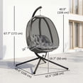 thumbnail image 3 of Outsunny Chaise Oeuf Suspendue avec Support et Panier Pliant, Gris, 3 of 10