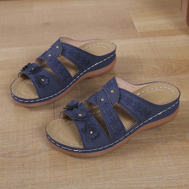 LSLJS Sandales à Talon Compensé à Fleurs d'Été pour Femmes, Pantoufles de Mode pour Dames, Chaussures Décontractées, Pantoufles pour Femmes