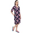 thumbnail image 2 of Bimba Chemise de Nuit à Manches Courtes Imprimé Floral Bleu Marine pour Femmes - 22, 2 of 6