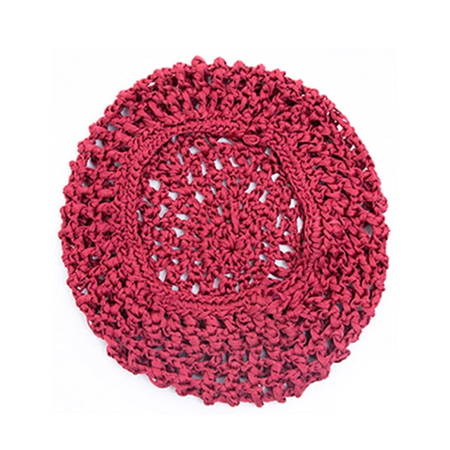 Women Mesh Crochet Hair Net Portable Portable Woman Mesh Crochet Breathable Replacement Elastic Solid Color Bedroom Sleeping Hairnet Hat Accessories Red