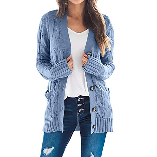 Heliisoer Women's Plus Size Knit Cardigans Loose Slouchy Oversized Wrap Chunky Pocket Sweaters Coat