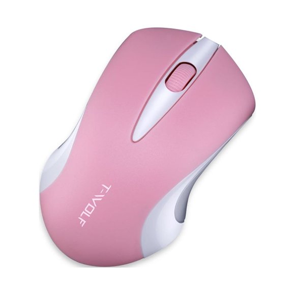T-WOLF T-WOLF Q2 2.4G Wireless Ergonomic Mouse with 3 Buttons, 1200DPI, Cherry Blossom Pink, Compatible with PC/Mac, Lightweight Design for Office/Gaming Use