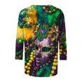 thumbnail image 5 of Penkiiy T-shirt Blouse à Manches 3/4 Col Rond Imprimé Mode Mardi Gras pour Femmes G Multicolore, 5 of 5