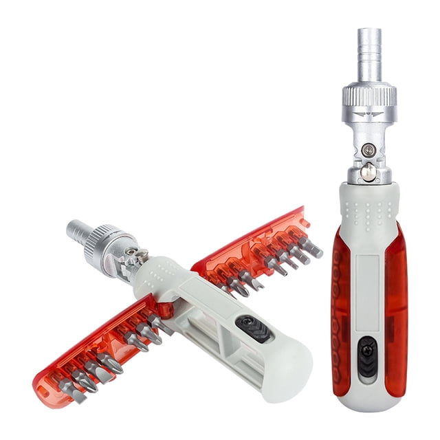 Ratcheting Screwdriver Set 14-in-1 with 180° Rotation and Magnetic Bit Storage
