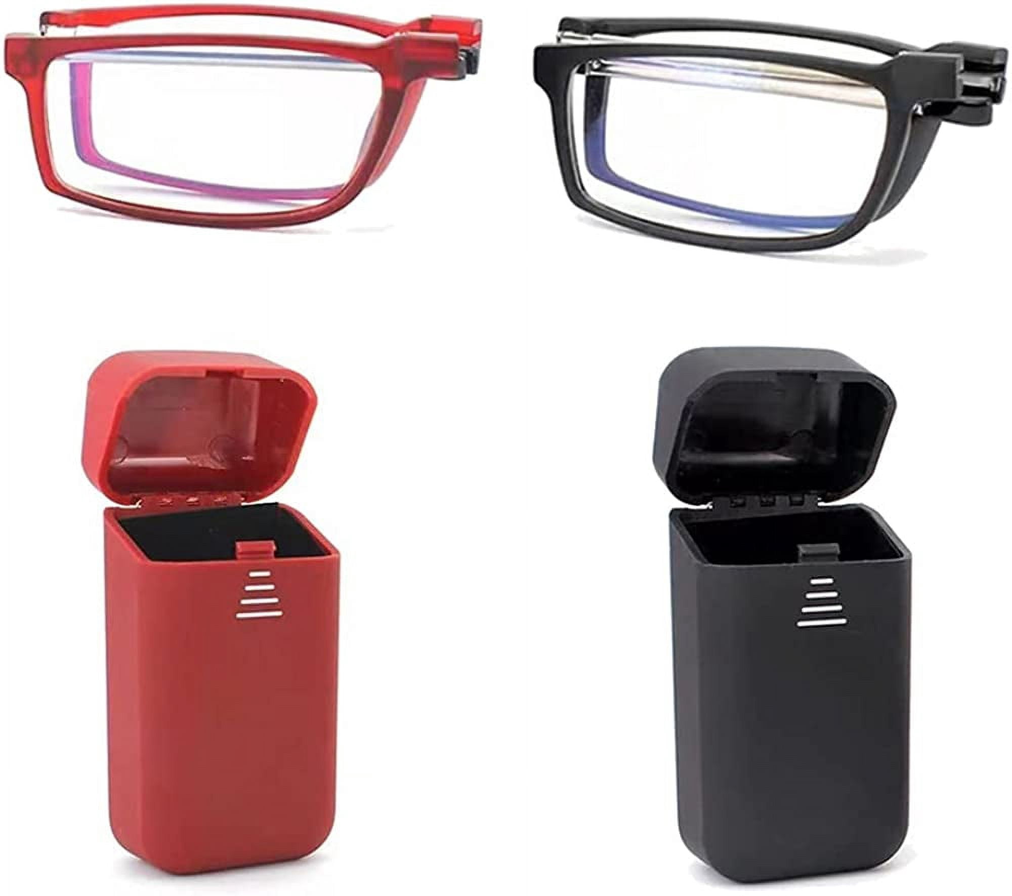 nipocaio 2 Pairs TR90 Blue Light Blocking Reading Glasses, Foldable Reading Glasses with Case, +200