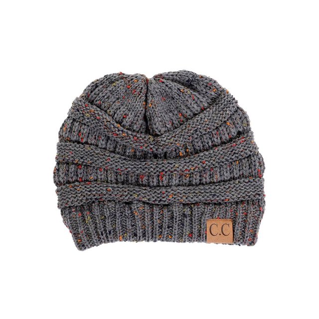 Gravity Threads Tuque Douce en Tricot Confetti, Gris M. Foncé