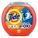 Tide PODS Laundry Detergent soap with Ultra Oxi 4-in-1 Detergent, 43 Count, Built-in Pre-treaters, Set-in Stains, Colour Protecters, HE Compaible