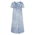 thumbnail image 4 of Pisexur Robe T-Shirt d'Été pour Femme Décontractée à Fleurs, Col Rond, Manches Courtes, Robe Bohème Fluide à Boutons Évasée avec Poches, 4 of 4