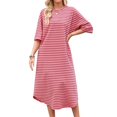 thumbnail image 1 of Ovzne Robes d'Été pour Femmes 2025 Robe Mode pour Femmes Imprimée Manches Courtes Poches Robe à Col Rond Robe de Printemps Manches Courtes Imprimée Liquidation, 1 of 7