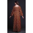 thumbnail image 3 of Bimba Robe Maxi à Manches Longues pour Femmes en Georgette Mousse à Imprimé de Feuilles, Couronne et Fleurs Roses, Taille Élastique - Petit, 3 of 5