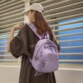 thumbnail image 3 of Fashion Women Solid Color Backpack Students Canvas School Knapsacks (Black), 3 of 9