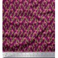 thumbnail image 1 of Soimoi Japan Crepe Satin Fabric Leaves & Floral Clip Art Decor Fabric Printed Yard 42 Inch Wide, 1 of 3