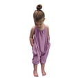 thumbnail image 2 of EGNMCR Rompers for Kids Toddler Baby Girl Jumpsuits Summer Solid-color Strap Romper Pants With Pockets Kid Rompers, 2 of 8