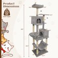 thumbnail image 3 of Gymax 80'' Tall Cat Tree w/2 Condos Sisal Scratching Posts Plush Perch Hammock Basket Light Gray, 3 of 10