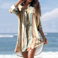 thumbnail image 1 of Cache-maillots Grande Taille pour Femmes Été Décontracté Col Rabattu Manches Longues Blouse Imprimée Boutons avec Poche Robes Chemise Cache-Maillots en Liquidation, 1 of 7