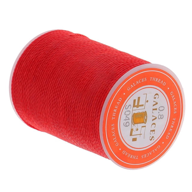 veasfak 55 Meters 0.8mm Dia Waxed Polyester Braided Thread for Hand Sewing Leather - Red