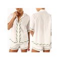 thumbnail image 2 of Gupgi Women Graphic 2 Piece Outfit Short Sleeve Button Down Shirt Lounge Shorts Sets Summer Beach Wear, 2 of 9