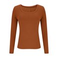 thumbnail image 4 of WRKEKC Blouse à Manches Longues pour Femmes, Couleur Unie, T-Shirt Décontracté à Col Rond pour Femmes, Tenue Quotidienne et de Bureau au Style Classique et Port Confortable, 4 of 7