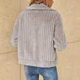 thumbnail image 4 of WEIYLL Womens Fleece Jacket Solid Color Warm Plush Zipper Pocket Long Sleeved Lapel Beige Fall Tops Size M, 4 of 9