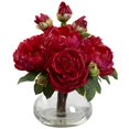 thumbnail image 1 of Nearly Natural 1400-RD Peony and Rose with Vase, Red, 1 of 1