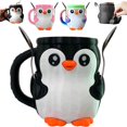 thumbnail image 2 of Novelty Ice Cream Cup Reusable Pint Sleeve Adorable Penguin Ice Cream Pint Holder With Spoon F7s7, 2 of 8