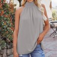 thumbnail image 3 of Birdeem Mode Femme Blouse Sans Manches Col Roulé Unie T-Shirt Tops d'Été, 3 of 9