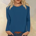 thumbnail image 2 of Timegard Womens Tops Long Sleeve Round Neck Solid Color Basic Tee Fall Casual Comfy Loose Tops Blouse, 2 of 5