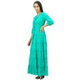 thumbnail image 3 of Bimba Women's 3/4 Sleeve Summer Cotton Maxi Dress Drawstring Waist, 3 of 8