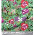 thumbnail image 1 of Soimoi Green Poly Georgette Fabric Leaves & Floral Artistic Decor Fabric Printed Yard 52 Inch Wide, 1 of 5