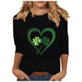 thumbnail image 2 of Meichang T-Shirts pour Femmes à Manches 3/4 T-Shirts de la Saint-Patrick Hauts à Col Rond pour les Fêtes T-Shirts Graphiques Trèfle Verts Hauts Porte-Bonheur Liquidation de la Saint-Patrick, 2 of 4