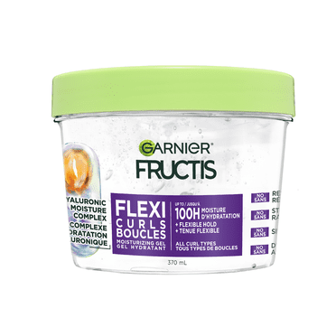 Garnier Fructis Flexi Curls Styling Gel, Formulated with Hyaluronic Moisture Complex, 100H Locked In Moisture, Without Silicone, Alcohol, Mineral Oil, Vegan Formula, Cruelty Free, 370ml