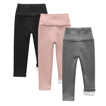 fatyb Lot de 3 Leggings d'Hiver pour Garçons et Filles Doublés en Molleton Pantalons Chauds Bas Taille Haute Extensibles Pantalons Thermiques