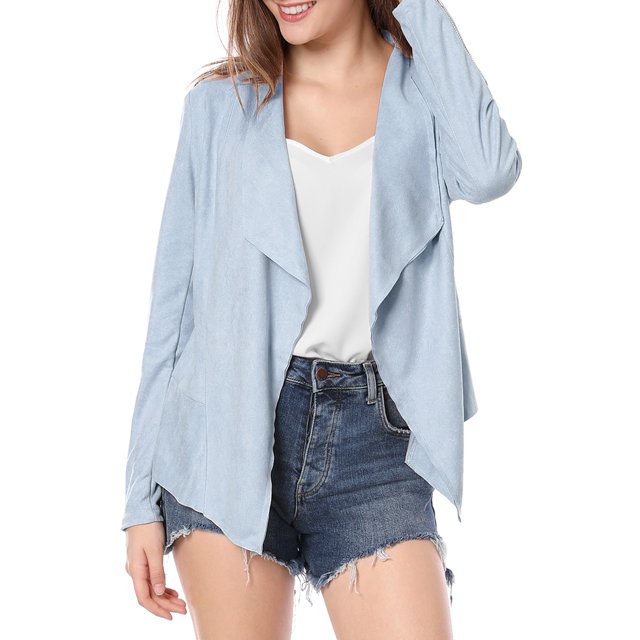 INSPIRE CHIC Veste en Faux Suède pour Femme à Manches Longues, devant Drapé, Vestes de Moto