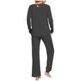 thumbnail image 5 of Tnhcen Ensemble de Pyjama 2 Pcs pour Femmes Ensemble de Détente Col Rond Manches Longues Pantalon Taille avec Poches P-3TG, 5 of 5