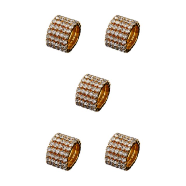 Maytalsory Bague en Cristal Extensible de Luxe Unique pour Déclaration d'Amour Bague Incrustée à la Mode Dorée 5 Rangées 5Ensemble
