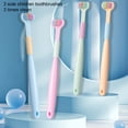 thumbnail image 4 of Baohd Macaron Color Toothbrush Vibrant And Stylish Three Head Toothbrush For Cleaning Plastic A22 Peach Pink Child 1Set, 4 of 6