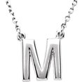 thumbnail image 1 of Precious Stars Unisex Sterling Silver Block Font M Initial Necklace, 1 of 2