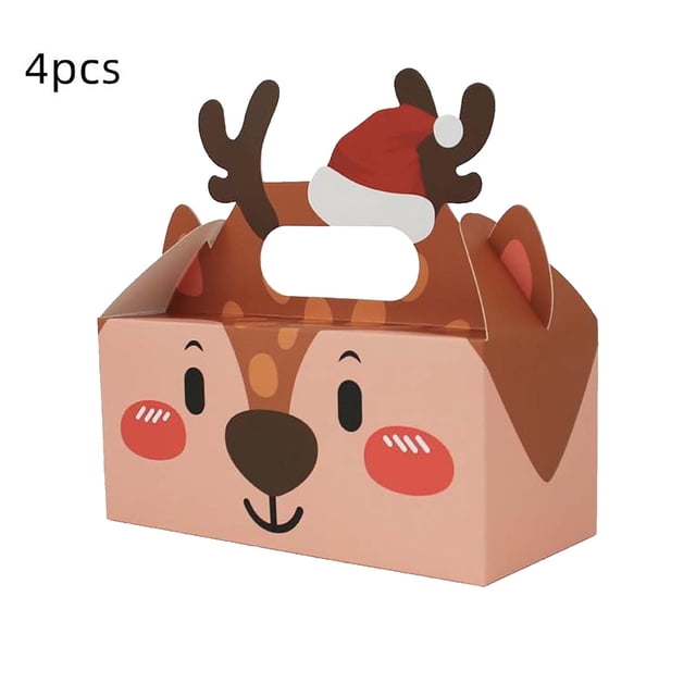 Christmas Gift Box under $5! CQCYD Christmas Gift Box for Cookies and Cakes, 4-Piece Handheld Packaging Set, Holiday Treat Box, Festive Present Wrapping for Holiday Baking